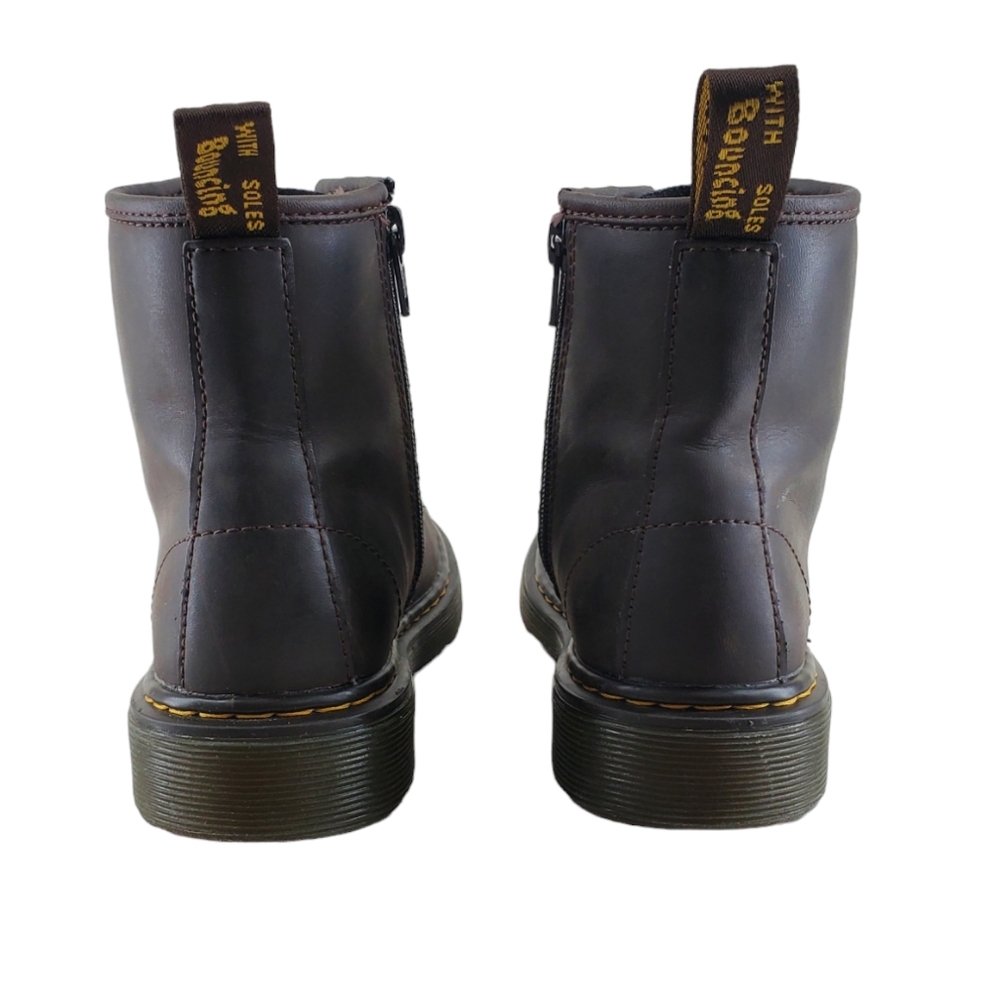 Dr Martens Combat Boots Shoes Girls Junior Sz 2 Brown Leather Softy Lace Up 1460 - Picture 10 of 15